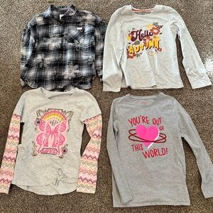 Cat & Jack Gray and Pink Graphic Long Sleeve Tees